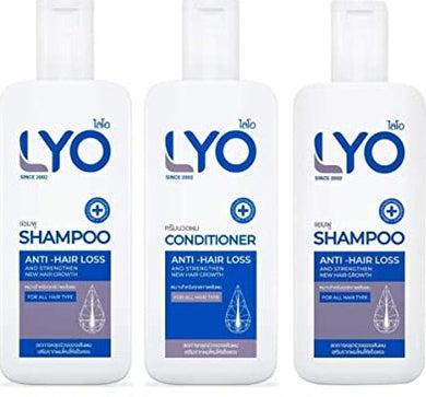 2x Lyo Shampoo + 1 bottle Conditioner Anti Hair Lyo Shampoo Anti Hair Loss Strengthen