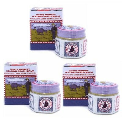 3 Pcs White Monkey Holding Peach Medicated Balm 18g Made in Thailand